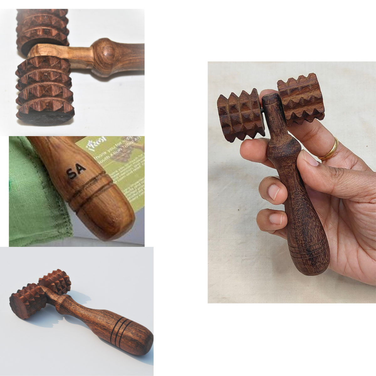 Wooden deep tissue massage roller