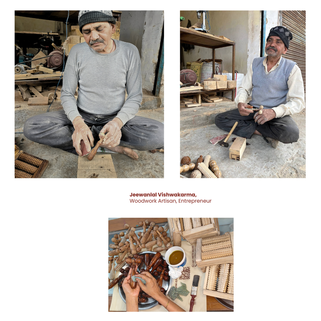 Wooden facial massage roller
