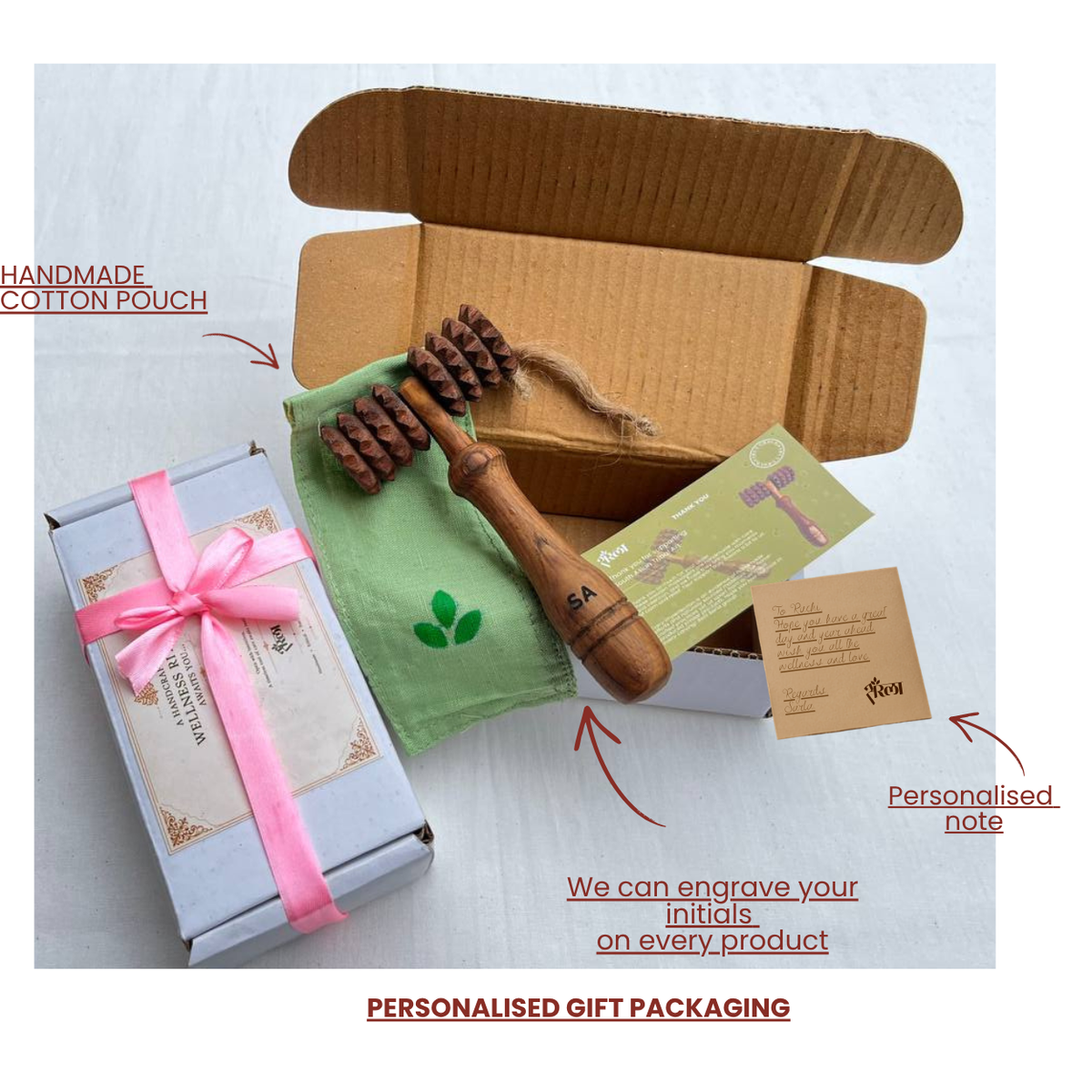 Wooden deep tissue massage roller